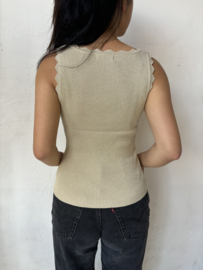 Tanktop met schulprand V-neck Rosh art. 3013 - beige/goud