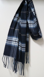 Unisex shawl Cashmink ruit art. 57308 - donkerblauw