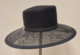 Weba Hats dameshoed Wol/Sinamay art. 1209 - zwart