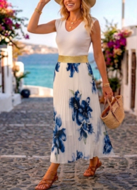 Rok plissé  art. 6977 - crème/blauw