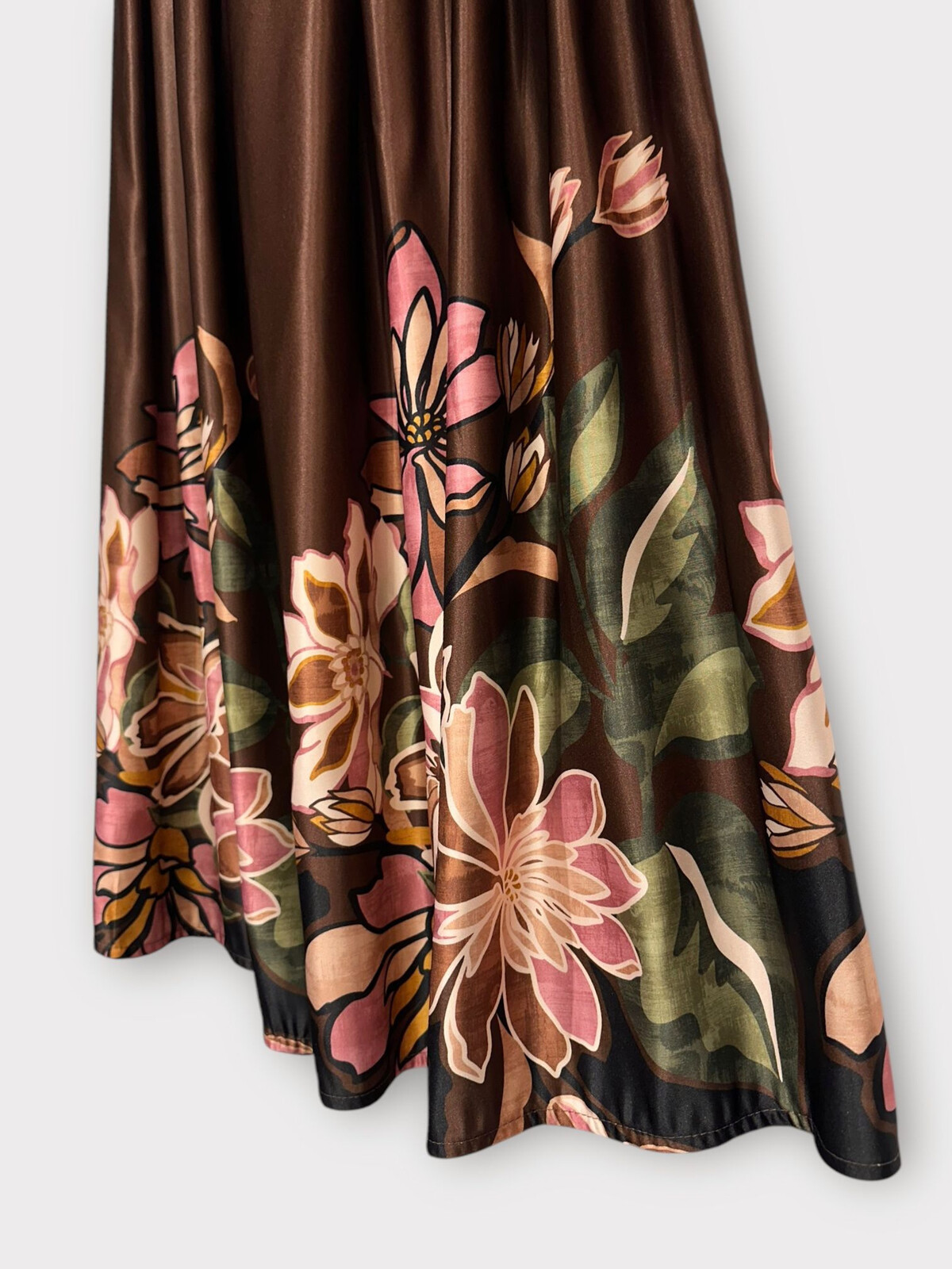 LaFée satijnen rok Flowers art. 10821 - bruin