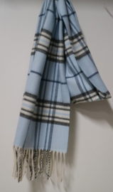 Unisex shawl Cashmink ruit art. 57308 - lichtblauw