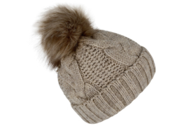 Fiebig damesmuts met pompom art. 54853 - taupe