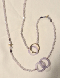 Ketting lang art. 7786 - lila/goudkleur