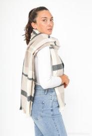 Marenco damesshawl art. 1411 - taupe/offwhite/antraciet