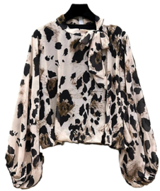 Damesblouse/top Aniella art. 8811 - beige/zwart