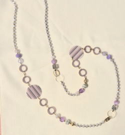 Ketting lang art. 7785 - lila/goudkleur