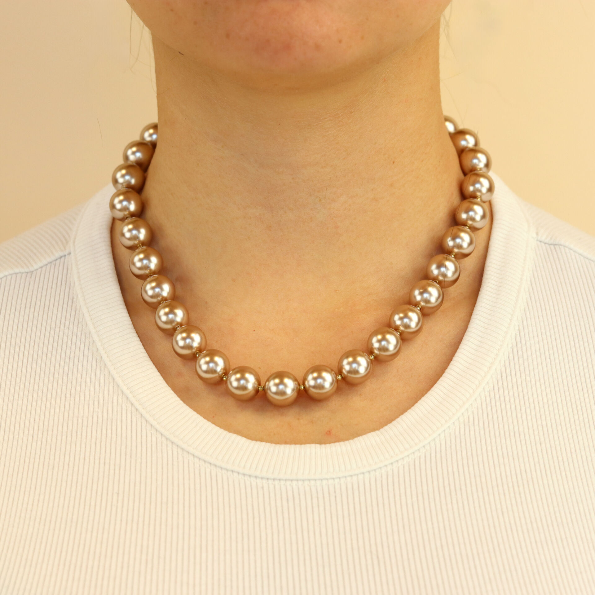 Camps & Camps ketting Pearls Brown art. 3S063_PB - goud/lichtbruin