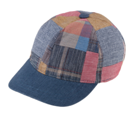 Baseballcap Patchwork art. 414042 - blauw/beige/rood