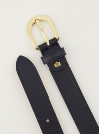 Damesriem classic grain art. Suus  - donkerblauw/goudkleur
