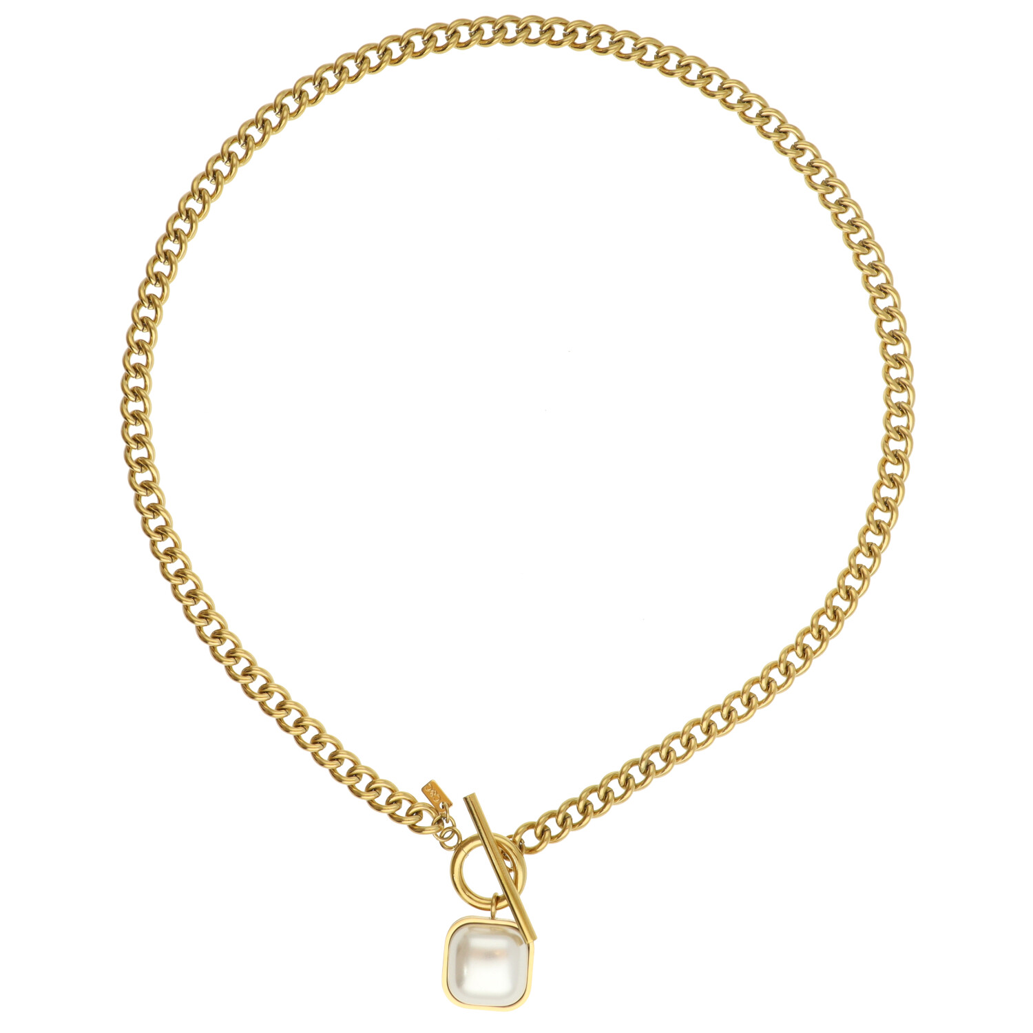 Camps & Camps ketting Square Stone art. 3S017_PE - goud/wit