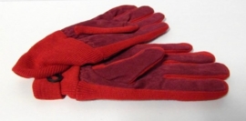 Dames handschoen art. 6111 - rood/donkerrood