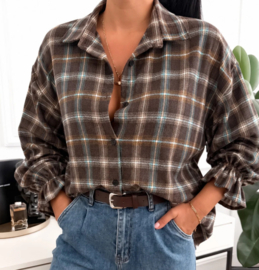 Damesblouse Plaid Check art. 2651 - bruin