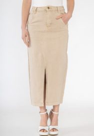 ViviD stretchdenim rok Button art. B101 - beige/zand