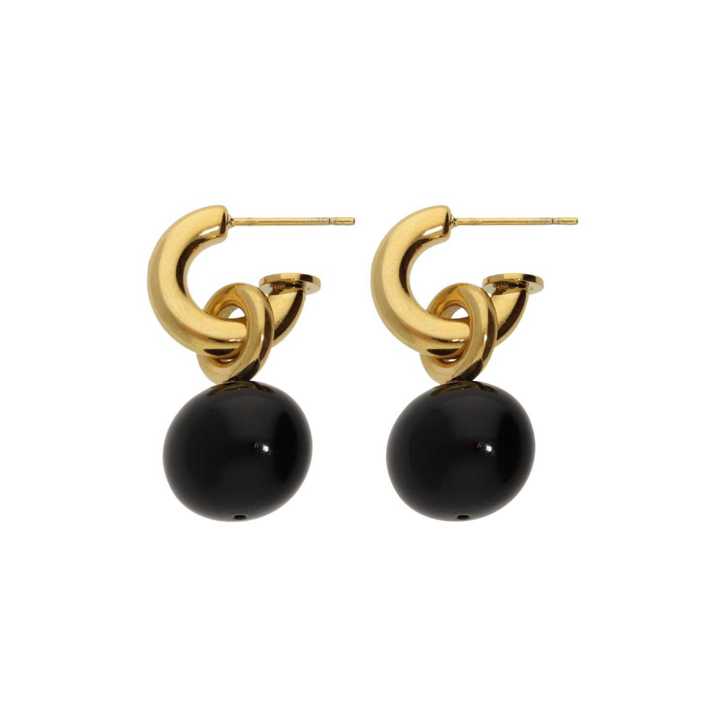 Camps & Camps oorstekers Oval Pearl art. 2S080_JT - zwart