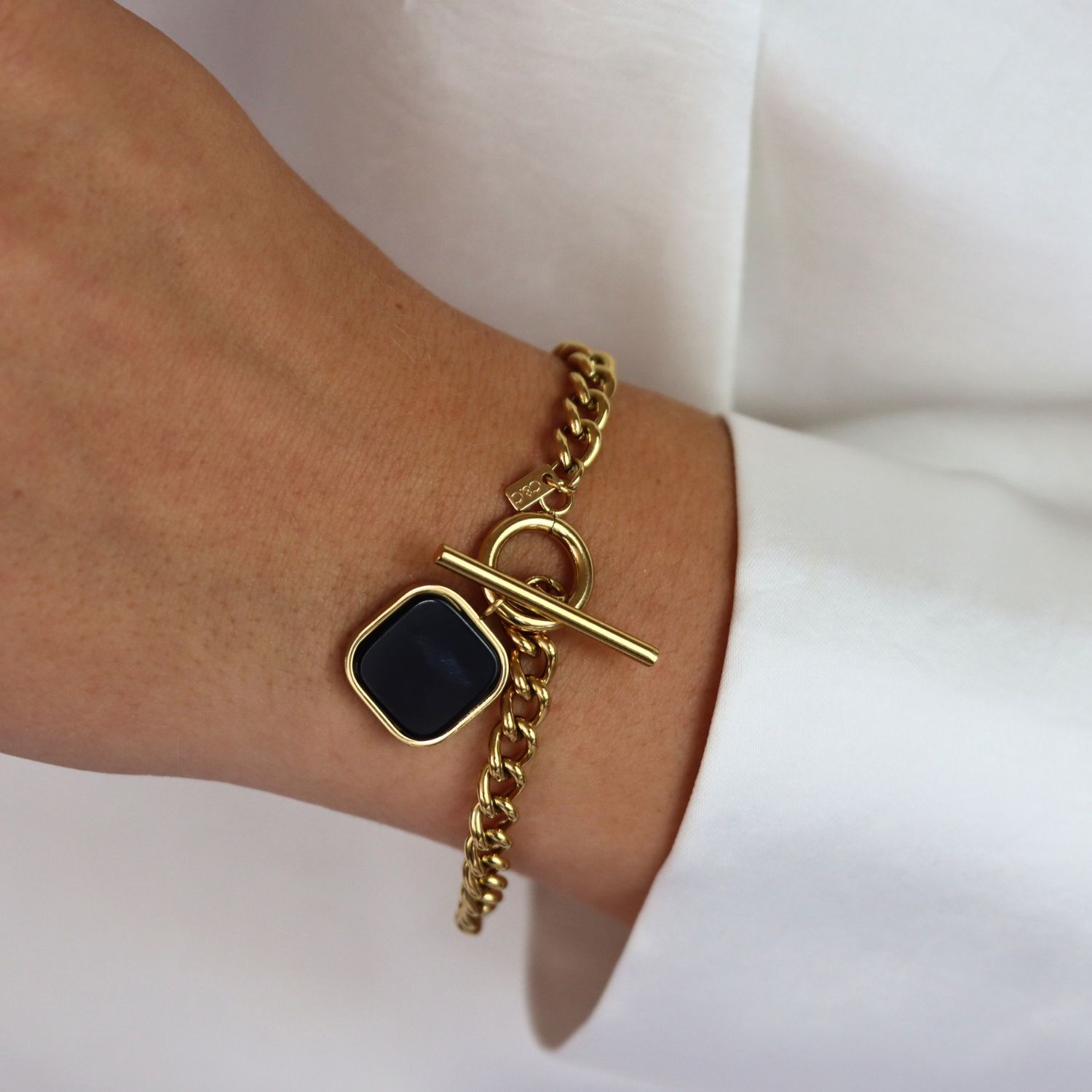 Camps & Camps armband Square Stone art. 4S017_JT - goud/zwart