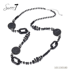 Sweet7 lange ketting art. 1301 - zwart/zilver