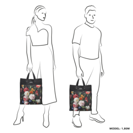 Beagles Shop & Go boodschappentas Bloemen art. 21035 - zwart