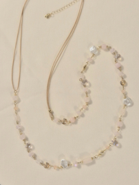 Ketting lang art. 8409 -roze/goudkleur