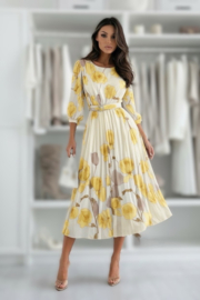 Damesjurk Issy Floral art. 15011 - offwhite/geel