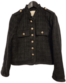 Lulu korte damesblazer art. V316 - zwart gemêleerd