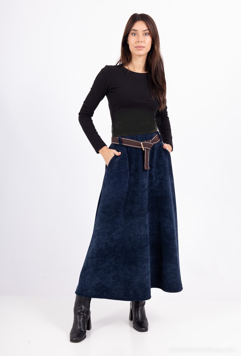 Luiz chenille rok art. 12194 - donkerblauw