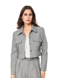 Lulu korte damesblazer art. V313 - middengrijs
