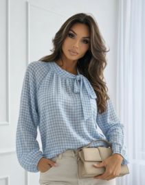 Damesblouse/top Issy art. 92260 - lichtblauw/offwhite