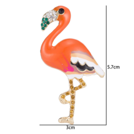 Broche Flamingo art. 5010 - goudkleur/koraal