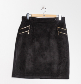 Rok suèdine Zip knielengte art. 3521 - zwart
