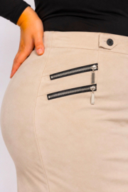 Rok suèdine Zip knielengte art. 3521 - beige
