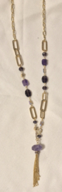 Ketting lang art. 7788 - paars/goudkleur