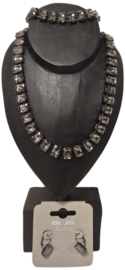 Halsketting art. 7599 - antraciet/donkerzilver