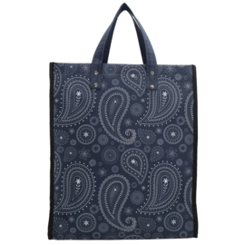 Beagles Shop & Go boodschappentas Paisley art. 47103 - blauw/wit