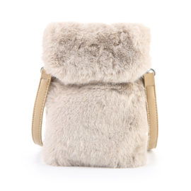 Telefoon-/schoudertasje fake fur art. 771 - beige