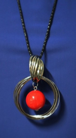 Lange ketting art. 1747 - zwart/rood