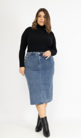 Rok stretchdenim Bestiny Button art. 1796 - blauw