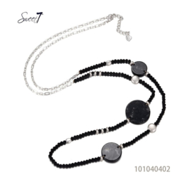 Sweet7 lange ketting art. 4040 - zwart/zilver