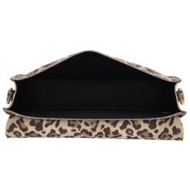 Charm schoudertas suède Leopard art. L693 - beige/taupe