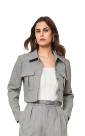Lulu korte damesblazer art. V313 - middengrijs