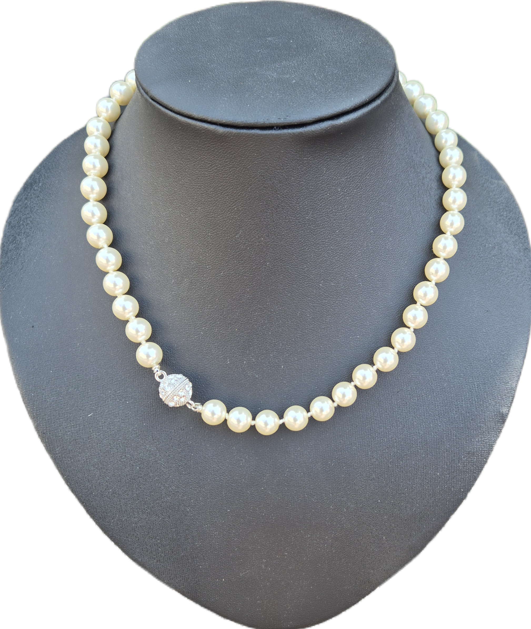 Parelketting met magneetsluiting art. 1354 - offwhite/zilverkleur
