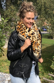 Omslagdoek Leopard Luxury art. 2883  - crème/okergeel/zwart