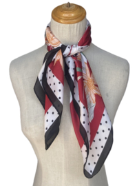 Damesshawl vierkant 70x70 art. 38328 - zwart/rood/crème