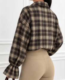 Damesblouse Plaid Check art. 2648 - donkerbruin