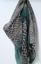 Damesshawl art. 8338 - bruin/groen