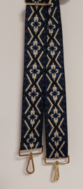 Losse schouderband strap art.nr. 3005 - zwart/blauw/zand