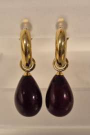 Oorbel hanger art. 9102 - goudkleur/bordeaux