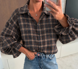 Damesblouse Plaid Check art. 2647 - donkerbruin