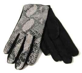 Dames handschoen leer art. 1600010528 - zwart/taupe