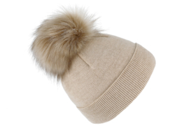 Fiebig damesmuts met pompom art. 540014 - beige